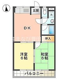 鳴神ビル 2DKの間取図画像