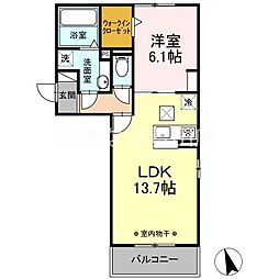 ヴィラシオン瀬川 1LDKの間取図画像