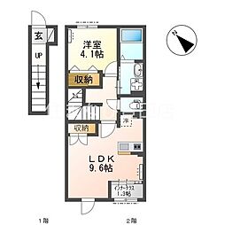 西岡町弁財新築アパート 1LDKの間取図画像