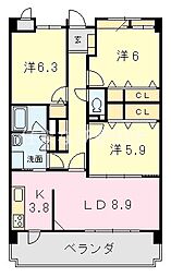 コンフォート園原 3LDKの間取図画像