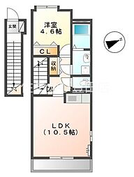 クレストハイム 1LDKの間取図画像
