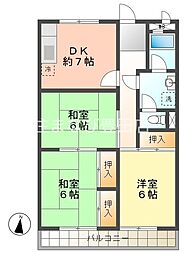 メゾン湯乃前 3DKの間取図画像