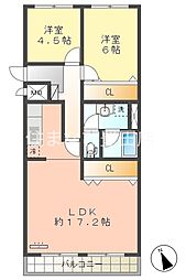 エクセレンス上野 2LDKの間取図画像