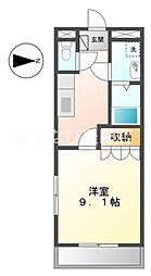 グレース・タウン美里 1Kの間取図画像