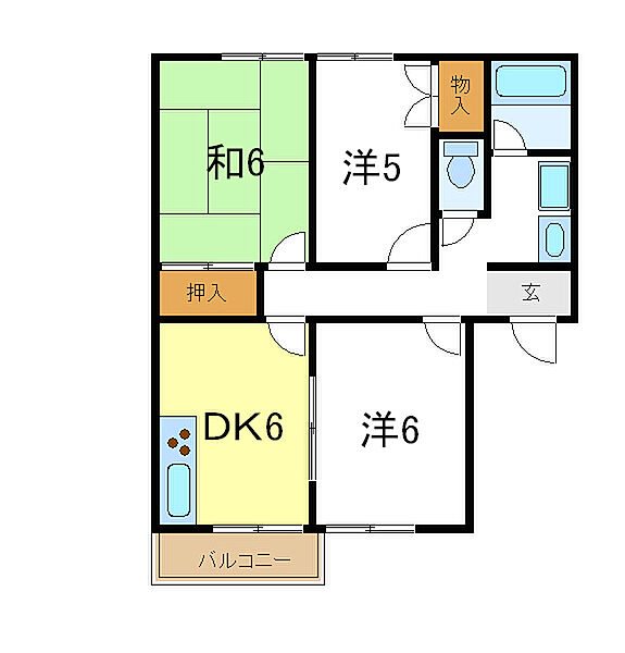 兵庫県加古川市平岡町高畑(賃貸アパート3DK・1階・52.99㎡)の写真 その2