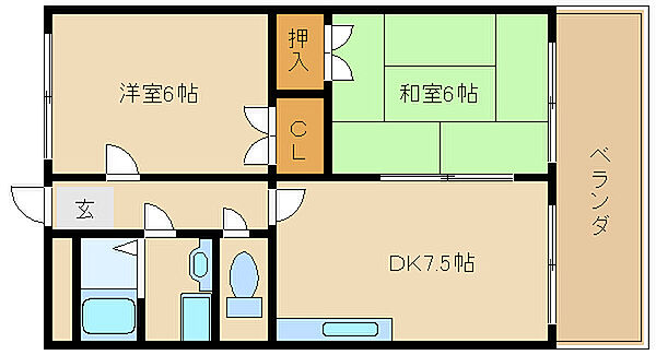 兵庫県加古郡播磨町北本荘2丁目(賃貸マンション2DK・3階・50.73㎡)の写真 その2