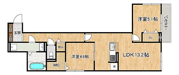 兵庫県神戸市東灘区住吉宮町1丁目(賃貸アパート2LDK・3階・59.07㎡)の写真 その2