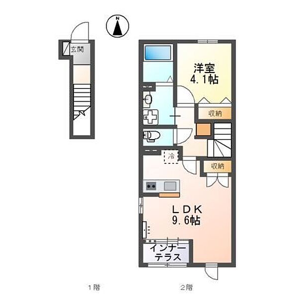 兵庫県揖保郡太子町糸井(賃貸アパート1LDK・2階・42.82㎡)の写真 その2