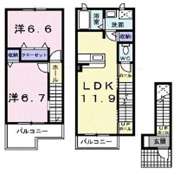 兵庫県揖保郡太子町馬場(賃貸アパート2LDK・2階・62.87㎡)の写真 その2