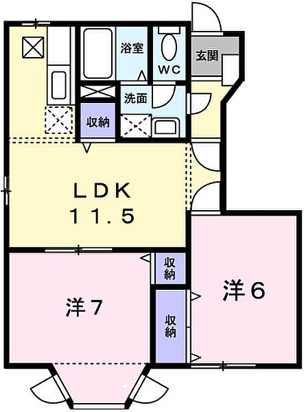 兵庫県たつの市龍野町富永(賃貸アパート2LDK・1階・53.51㎡)の写真 その2