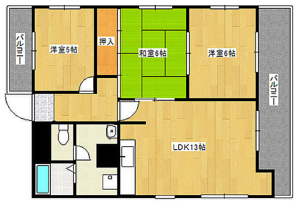 兵庫県神戸市灘区赤坂通3丁目(賃貸マンション3DK・4階・68.00㎡)の写真 その2