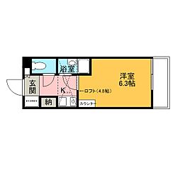 アップルハウス額新保2 1Kの間取図画像