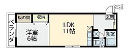 グランディ平和台 1LDKの間取図画像