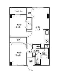 パークハウス泉野 2LDKの間取図画像