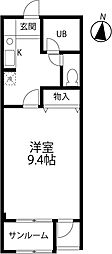 グリーンハイツ1番館 1Kの間取図画像