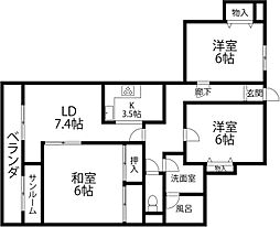 クリオ円光寺 3LDKの間取図画像