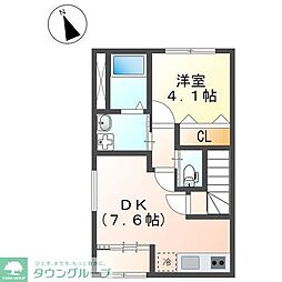 アルデバラン348 2階1DKの間取り