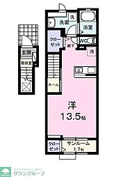 パフュームI 2階ワンルームの間取り