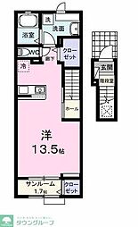 パフュームI 2階ワンルームの間取り