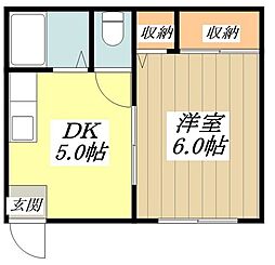 メゾン日野 1階1DKの間取り