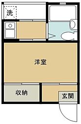 白石荘 1Kの間取図画像