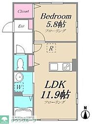 ハイブリッドメゾン 1階1LDKの間取り