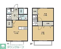 ハーブスローズマリー 1階2LDKの間取り