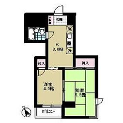 スターハイツ 5階2Kの間取り