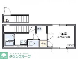 レオネクストディヴェルソ 2階1Kの間取り