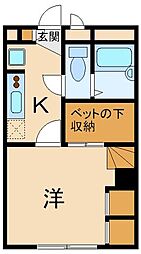 レオパレス三生 1階1Kの間取り