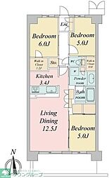トラープランド蒼麗館 6階3LDKの間取り
