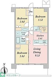 トラープランド蒼麗館 1階3LDKの間取り
