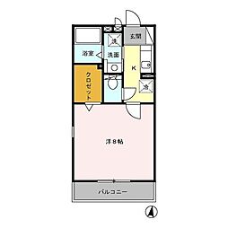 ルシェッロ 1階1Kの間取り