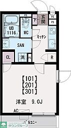 イクシオ花小金井 201 2階1Kの間取り