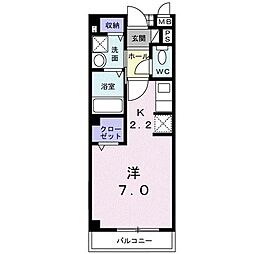 サンリット・クレイン 2階1Kの間取り