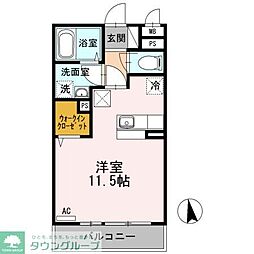 サンプレジール 1階ワンルームの間取り