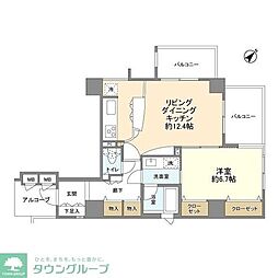 テラス国立ウェスト 6階1LDKの間取り