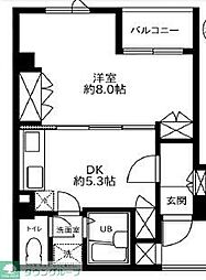 ハビタット東小金井 1階1Kの間取り