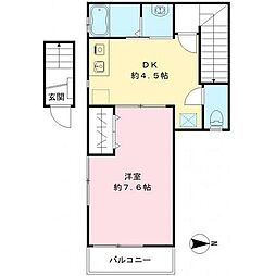 ロハス2 2階1DKの間取り