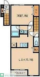 ガーデニアヒルズ 2階1LDKの間取り