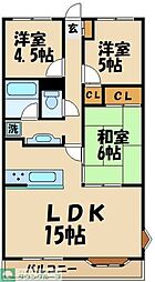コルベイユ天神 3LDKの間取図画像