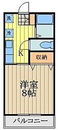 メゾン藤2 1Kの間取図画像