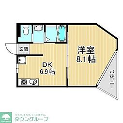 エルスタンザ武蔵小金井 1DKの間取図画像