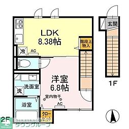 ブルースカイ 1LDKの間取図画像