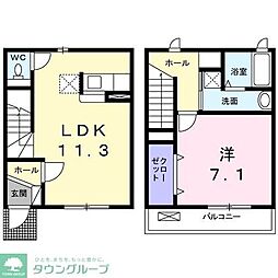 プレジール 1LDKの間取図画像