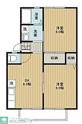 柊ハイツ 2DKの間取図画像