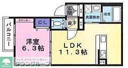 ポルト・ボヌール 1LDKの間取図画像