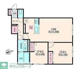ジャルダンヴェール武蔵野 2LDKの間取図画像