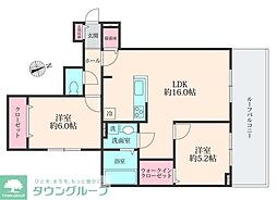 ジャルダンヴェール武蔵野 2LDKの間取図画像