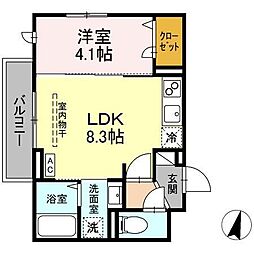 西武新宿線 田無駅 徒歩16分の賃貸アパート 2階1LDKの間取り